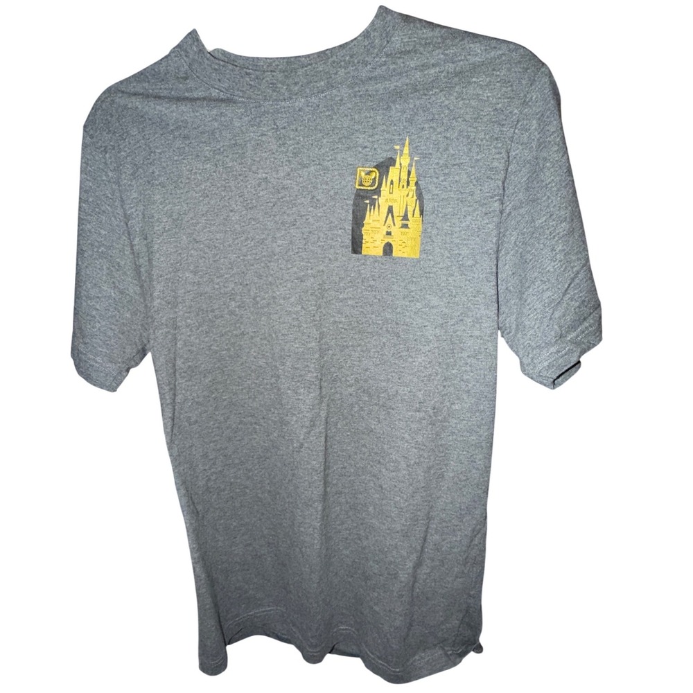 Disney Walt Disney World T-Shirt Mens M‎ Gray Excellent Gold Castle Graphic